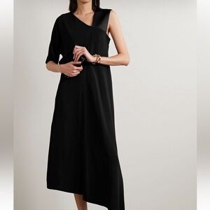 CO satin trimmed one sleeve jersey mode dress M